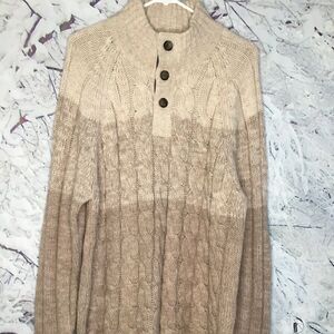 Weatherproof Men's Tricolor Cable Knit Long Sleeve‎ Sweater Size XL